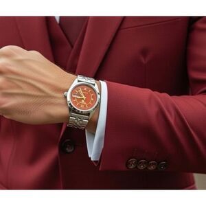 Vintage Seiko 5 Automatic Day Date Mens Watch Red Dial